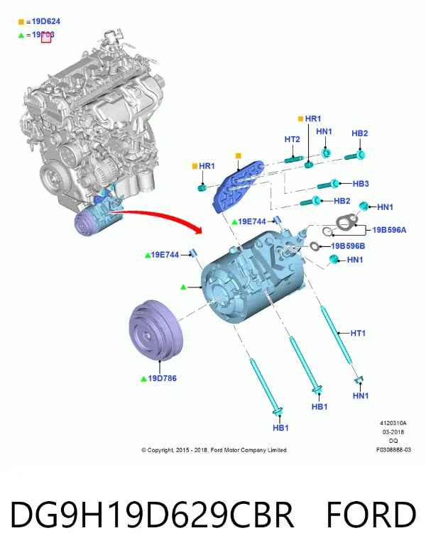 Compresor de aire acondicionado DG9H19D629CBR Ford