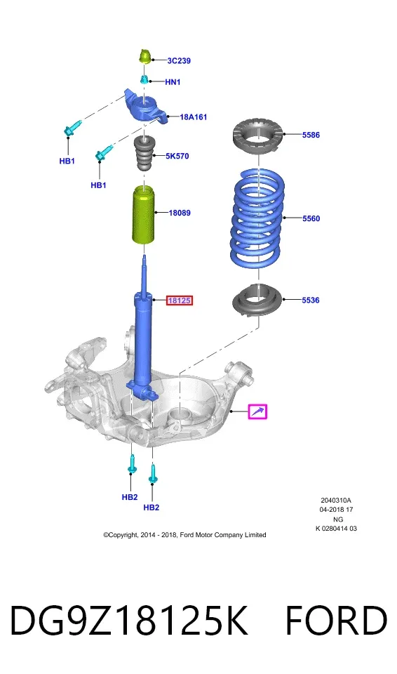 Amortiguador trasero DG9Z18125K Ford