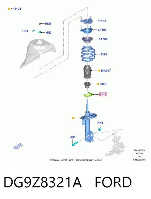 Espaciador de goma inferior del resorte delantero DG9Z8321A Ford