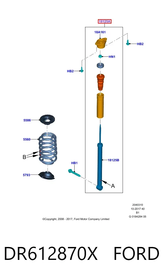 Amortiguador trasero DR612870X Ford