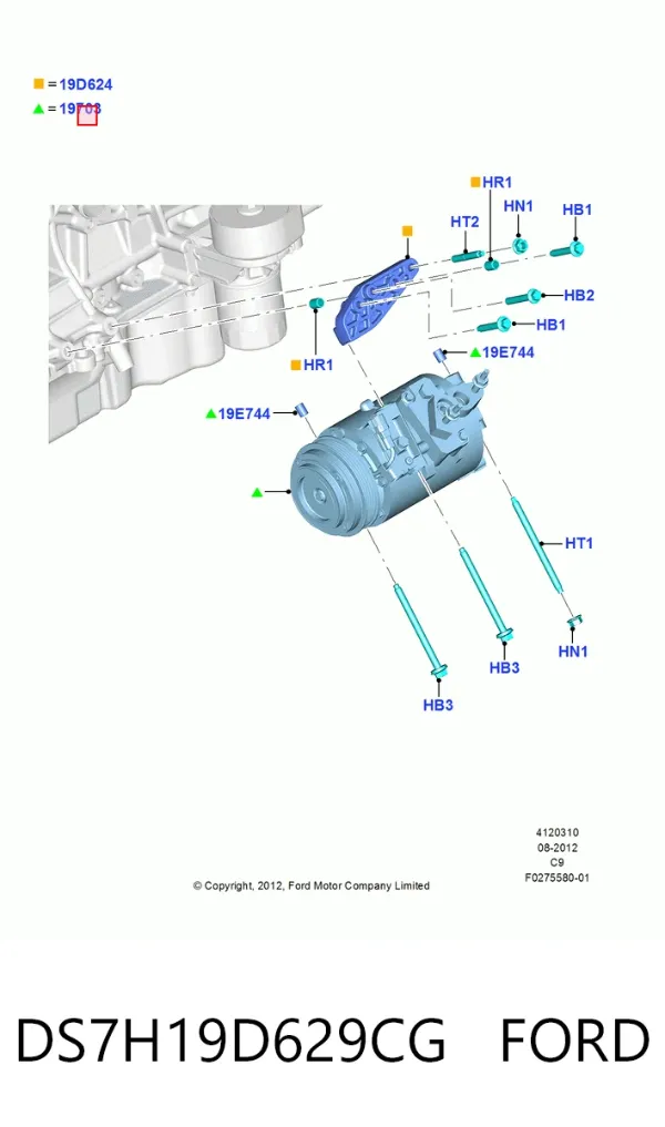 Compresor de aire acondicionado DS7H19D629CG Ford