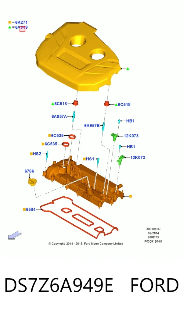 Tapa motor DS7Z6A949E Ford