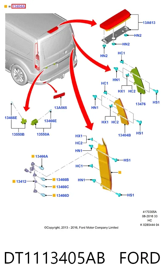 Piloto trasero izquierdo DT1113405AB Ford