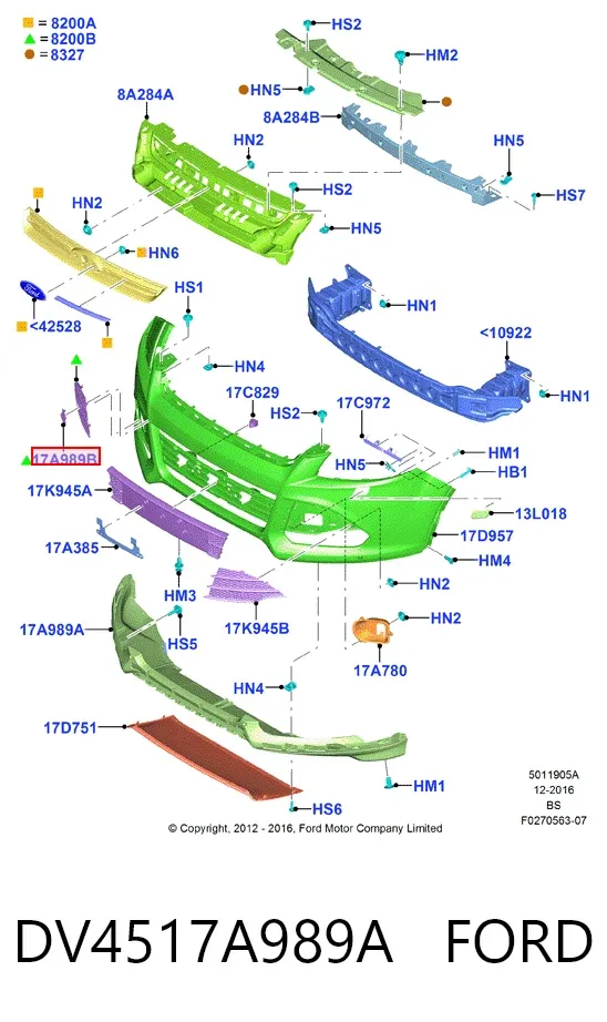 Tapa del enganche de remolcado delantera DV4517A989A Ford