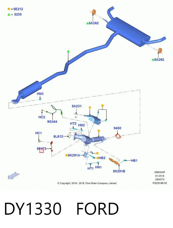 Sensor de oxígeno previo al catalizador DY1330 Ford