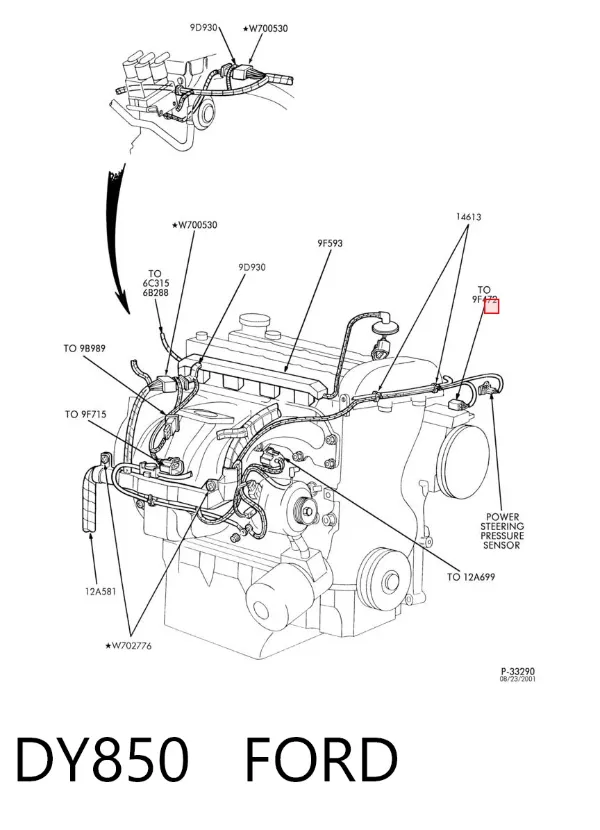 Sensor de oxígeno previo al catalizador DY850 Ford