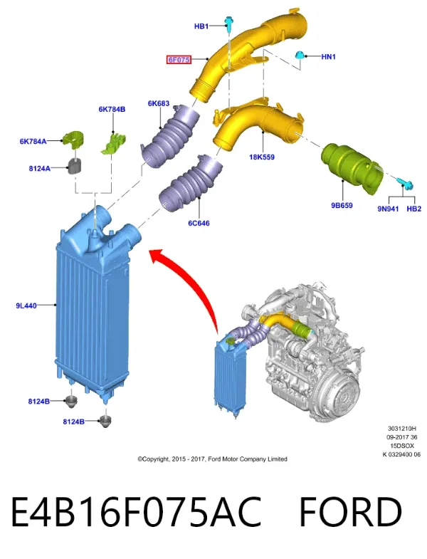 Tubo intercooler E4B16F075AC Ford