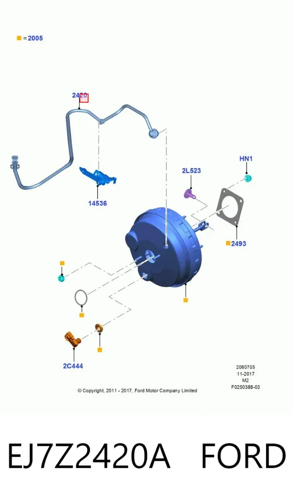 Tubo de vacío del servofreno EJ7Z2420A Ford