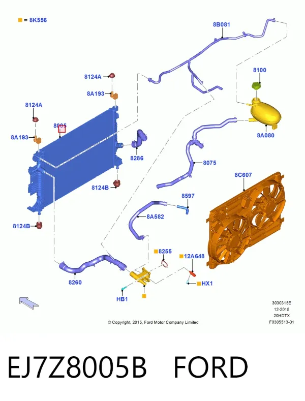 Radiador EJ7Z8005B Ford