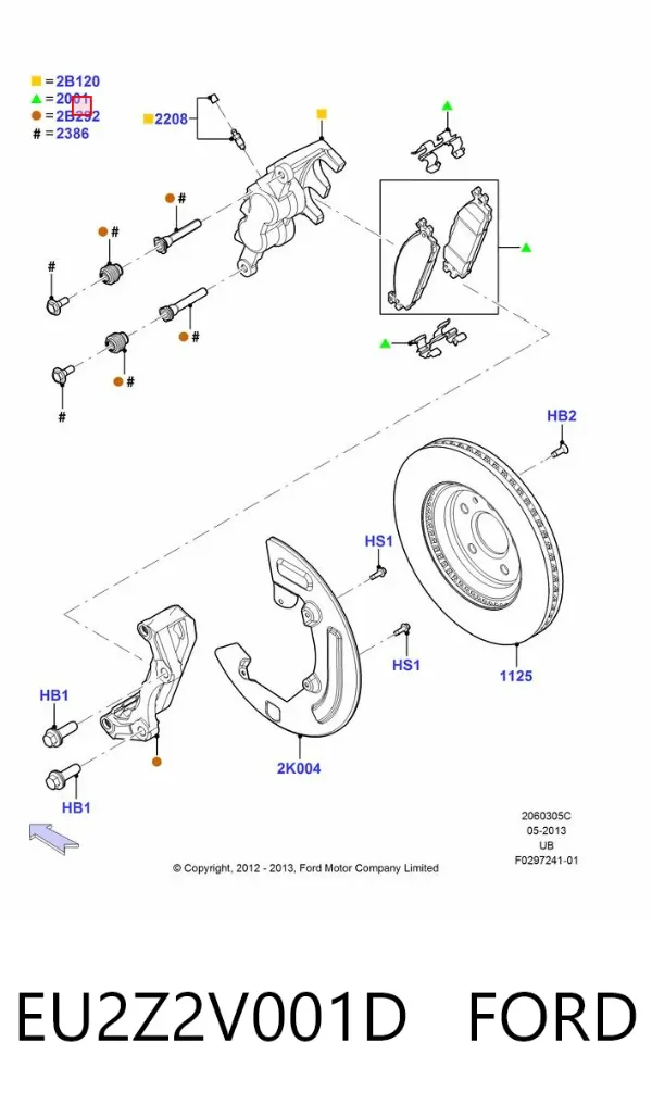 Pastillas de freno EU2Z2V001D Ford