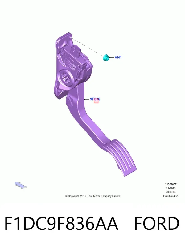 Pedal del acelerador F1DC9F836AA Ford