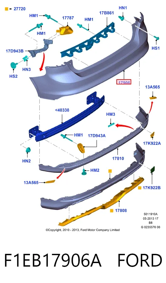 Parachoques trasero F1EB17906A Ford