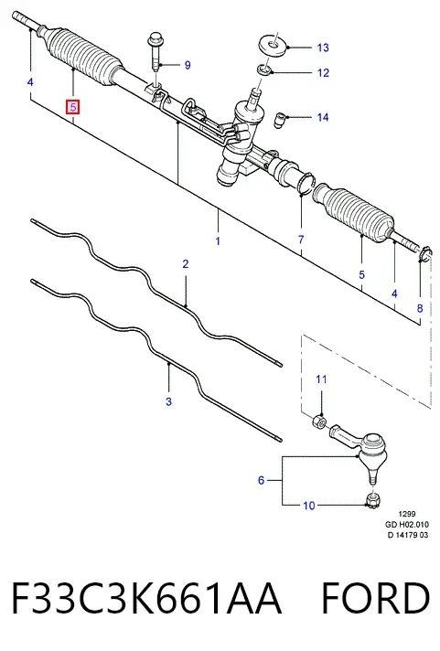 Fuelle dirección F33C3K661AA Ford