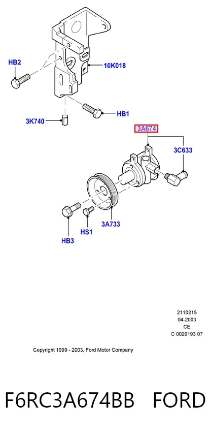 Bomba de dirección F6RC3A674BB Ford