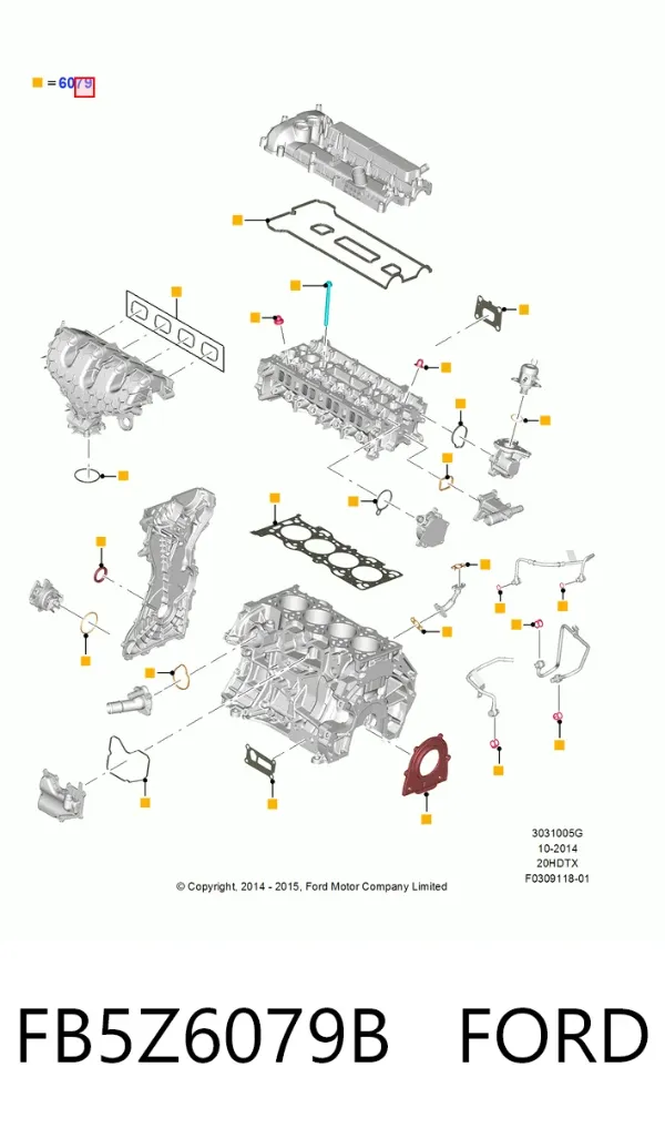 Juego de juntas para motor FB5Z6079B Ford