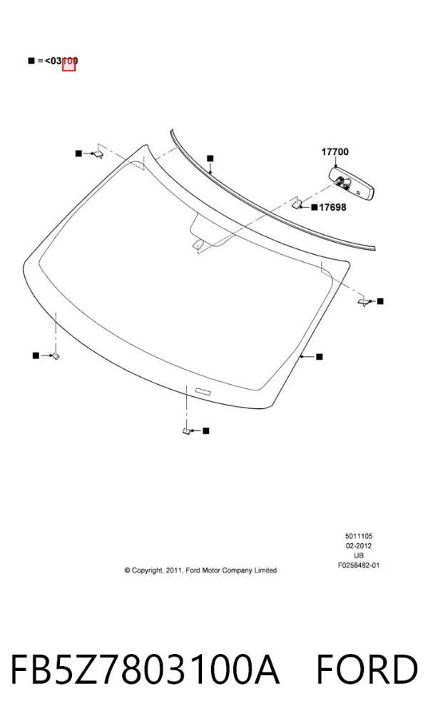 Parabrisas FB5Z7803100A Ford