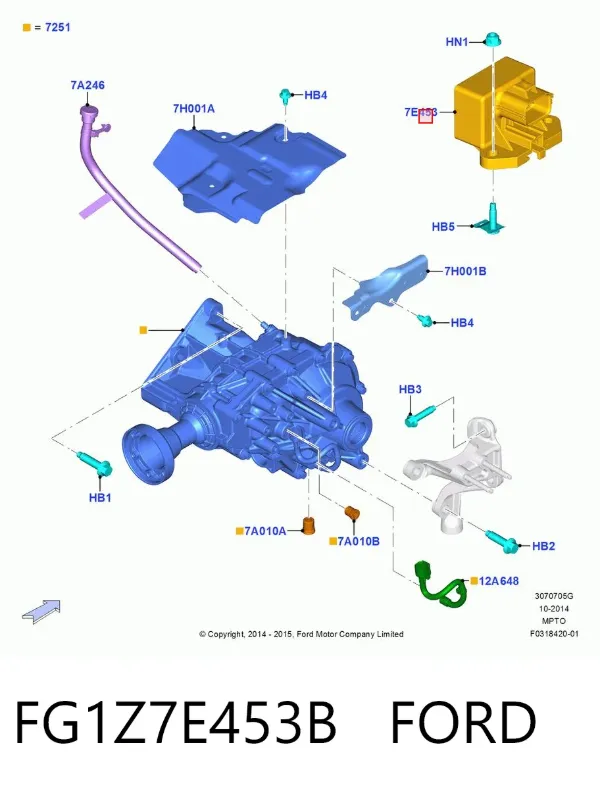 Módulo de control de la caja de transferencia FG1Z7E453B Ford