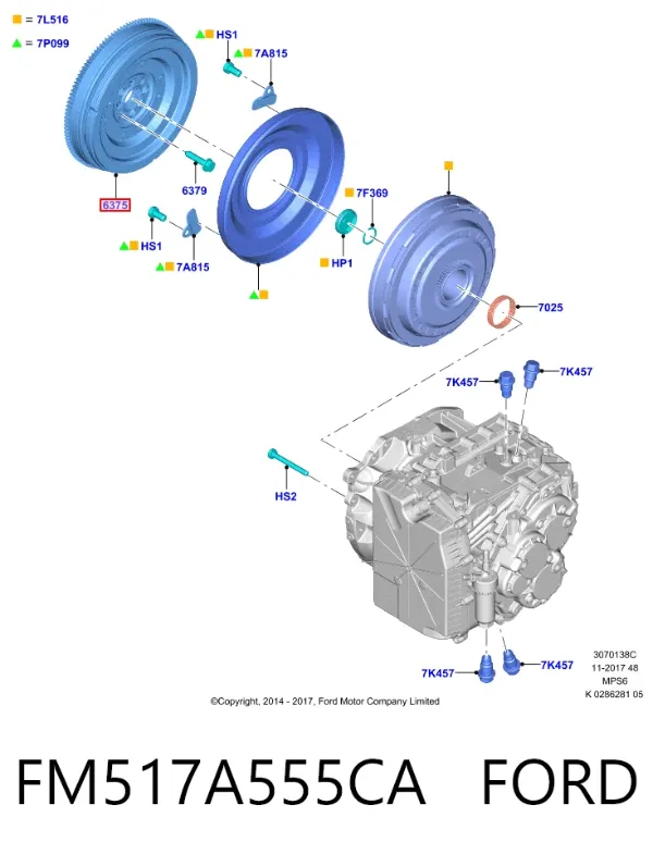 Volante motor FM517A555CA Ford