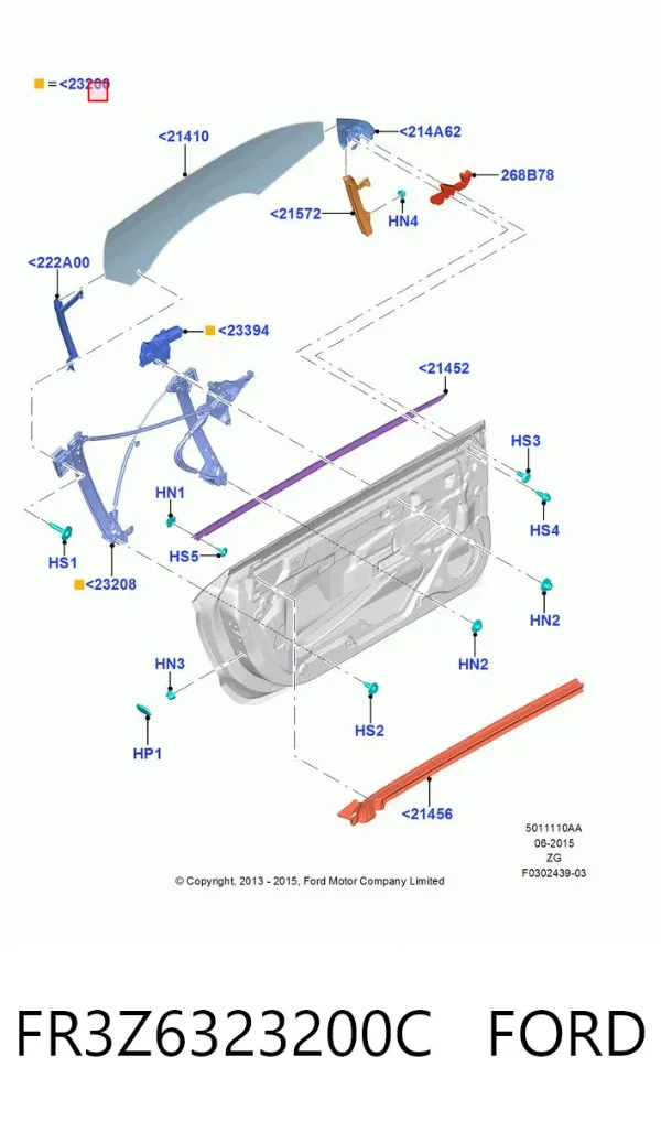 Mecanismo de elevalunas delantero derecha Ford Mustang VI