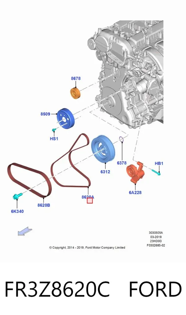 Correa de alternador FR3Z8620C Ford