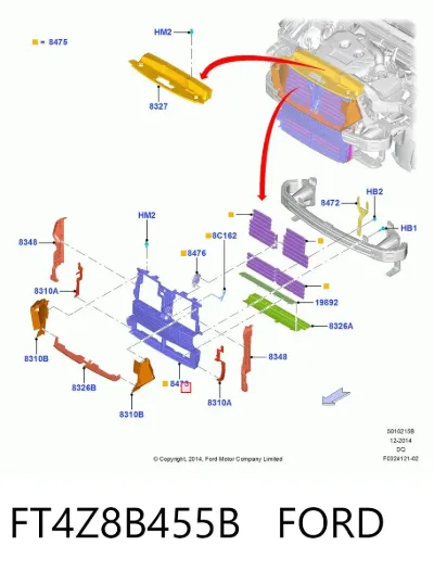 Persiana del radiador FORD FT4Z8B455B