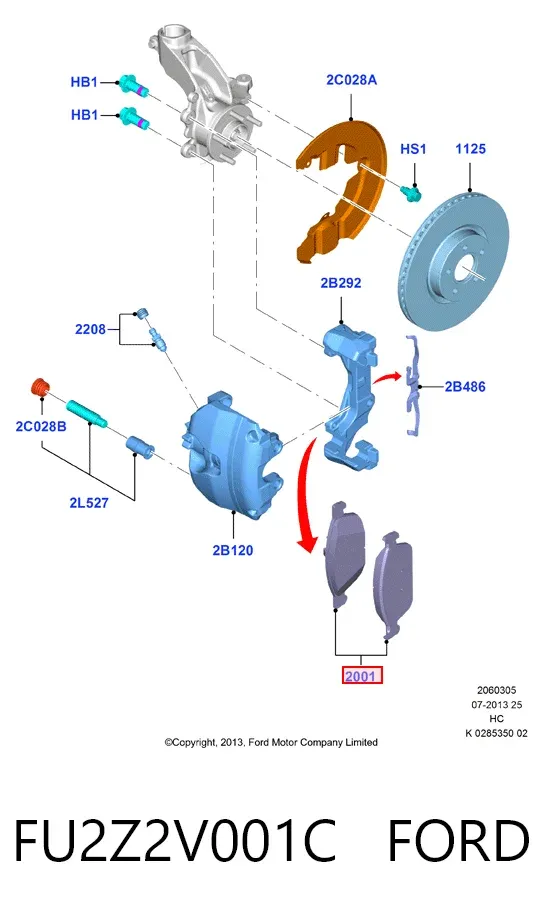 Pastillas de freno FU2Z2V001C Ford