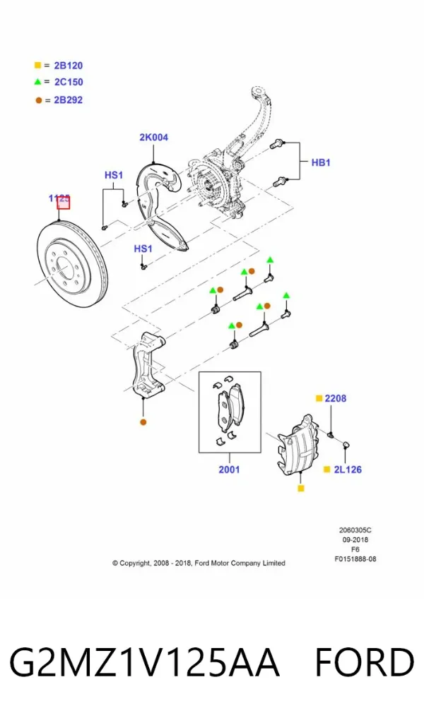 Disco de freno G2MZ1V125AA Ford