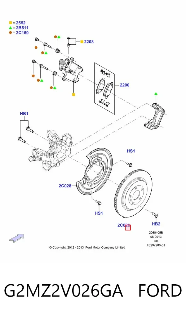Disco de freno trasero G2MZ2V026GA Ford