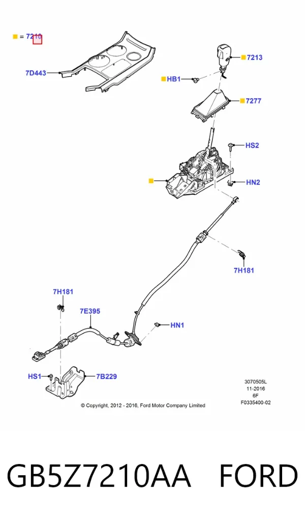 Palanca de cambios GB5Z7210AA Ford