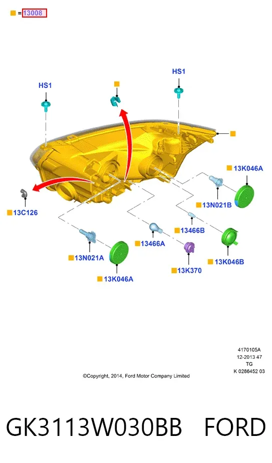 Faro izquierdo GK3113W030BB Ford