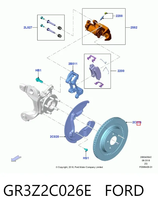 Disco de freno trasero GR3Z2C026E Ford
