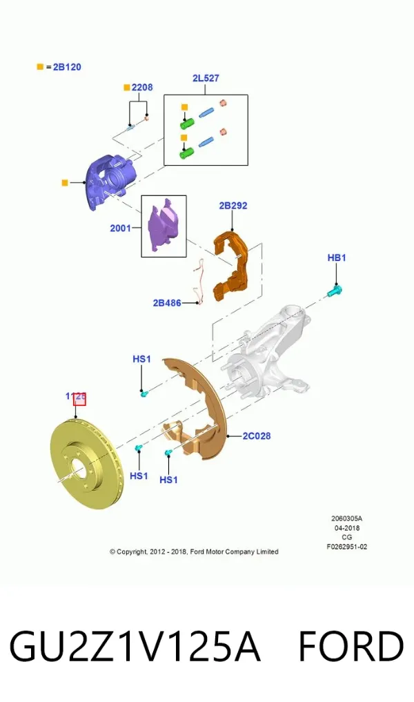 Disco de freno GU2Z1V125A Ford