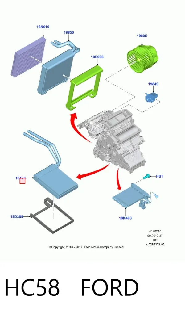 Radiador calefacción HC58 Ford