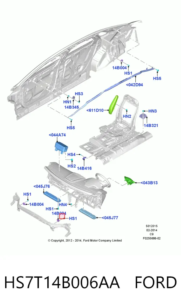 Sensor de airbag delantero HS7T14B006AA Ford
