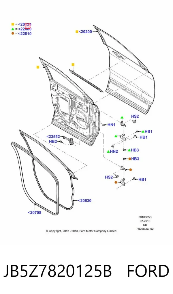 Puerta delantera izquierda JB5Z7820125B Ford
