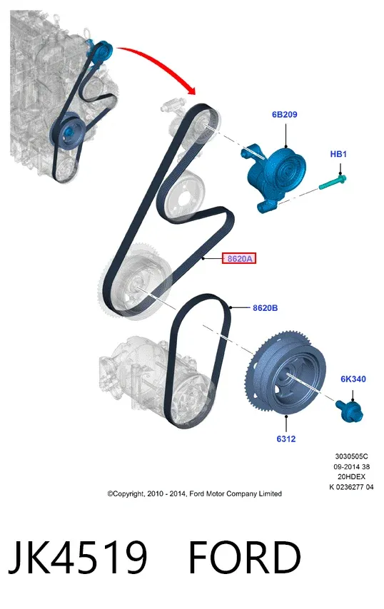 Correa de alternador JK4519 Ford