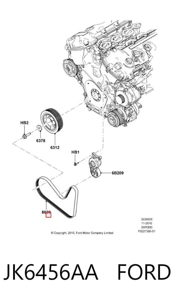 Correa de alternador JK6456AA Ford