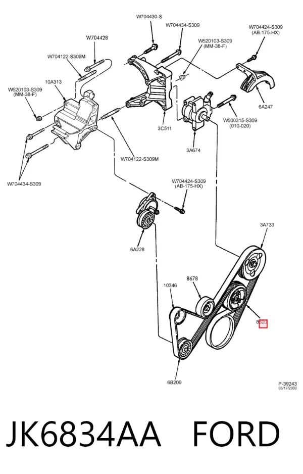 Correa de alternador JK6834AA Ford