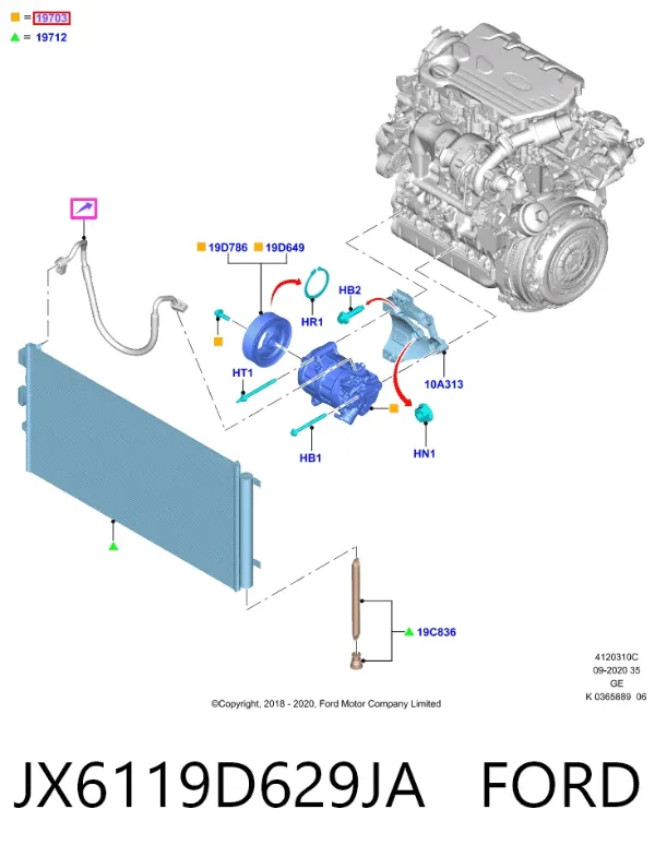 Compresor de aire acondicionado JX6119D629JA Ford