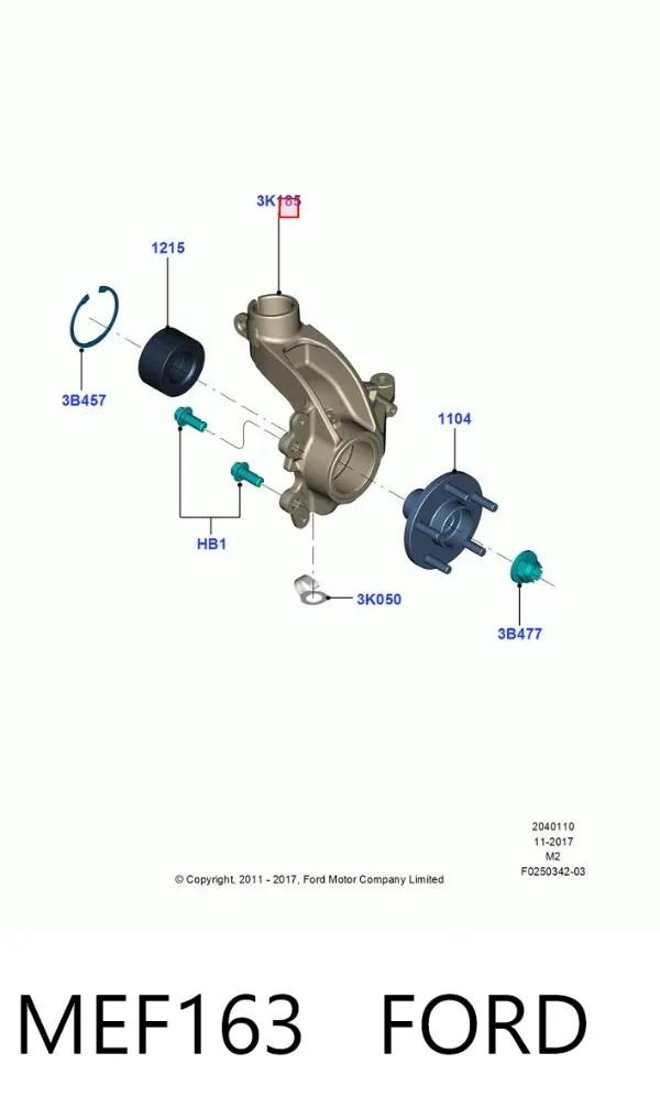 Mangueta delantera derecha MEF163 Ford