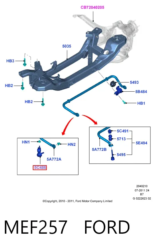 Bieleta estabilizadora trasera MEF257 Ford