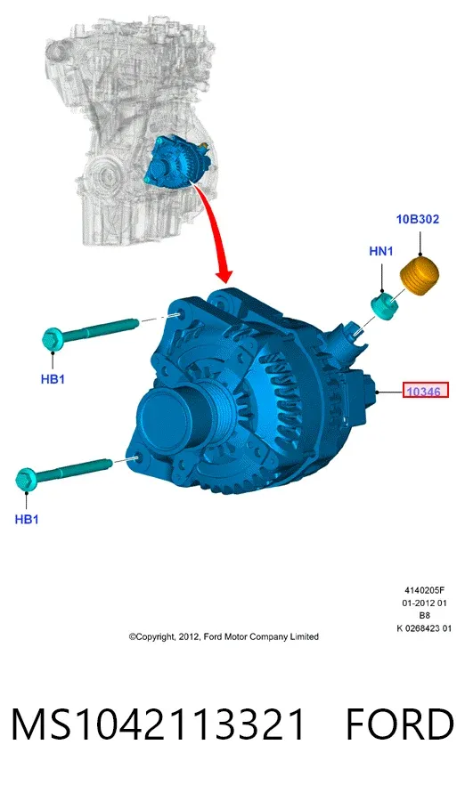 Alternador MS1042113321 Ford