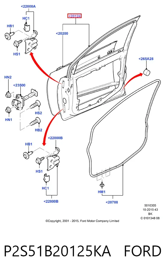 Puerta delantera izquierda P2S51B20125KA Ford