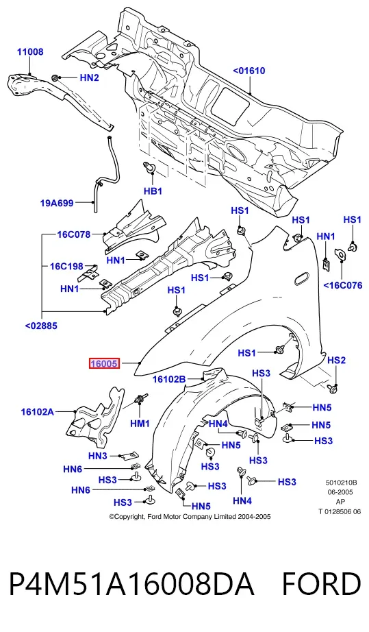 Aleta P4M51A16008DA Ford