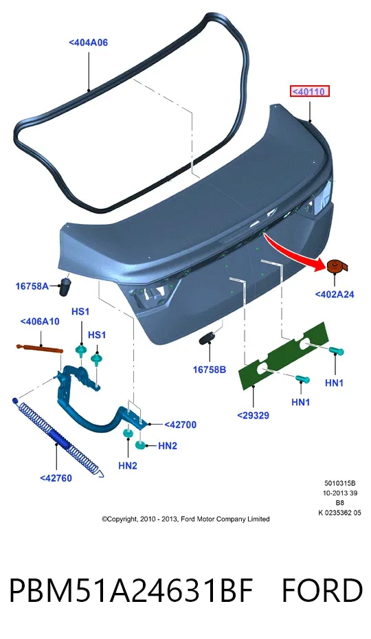 Tapa maletero PBM51A24631BF Ford