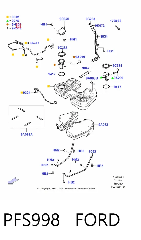 Unidad de alimentación de combustible PFS998 Ford