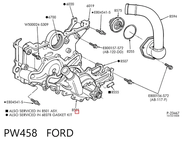 Bomba de agua PW458 Ford
