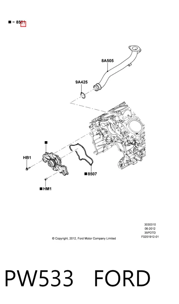 Bomba de agua PW533 Ford