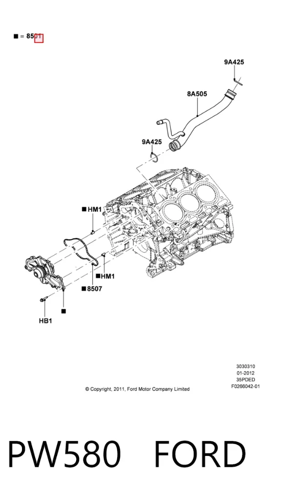 Bomba de agua PW580 Ford
