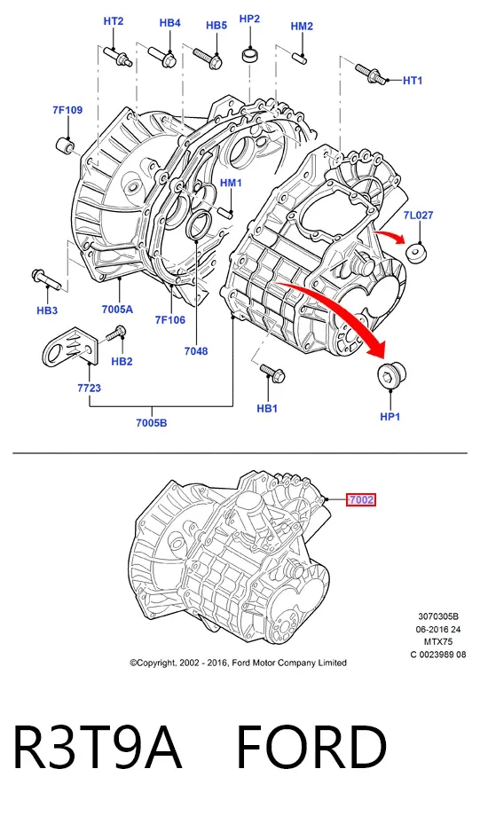 Caja de cambios R3T9A Ford